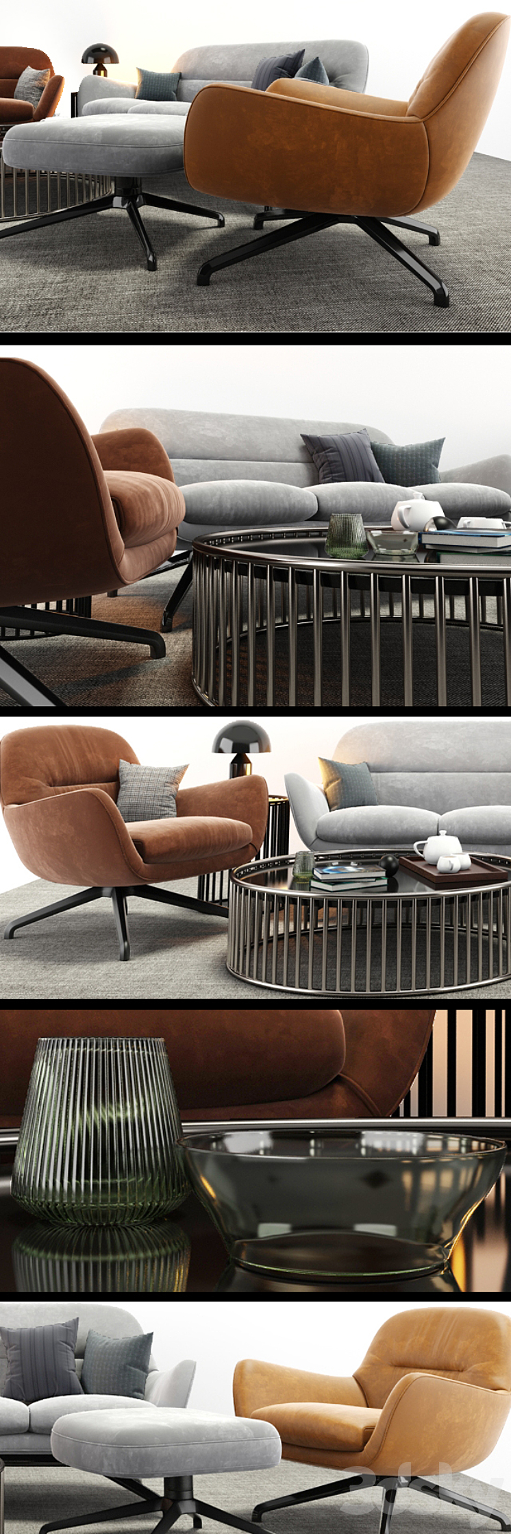 Minotti Jensen Arm Chair And Sofa Set 3DS Max - thumbnail 2