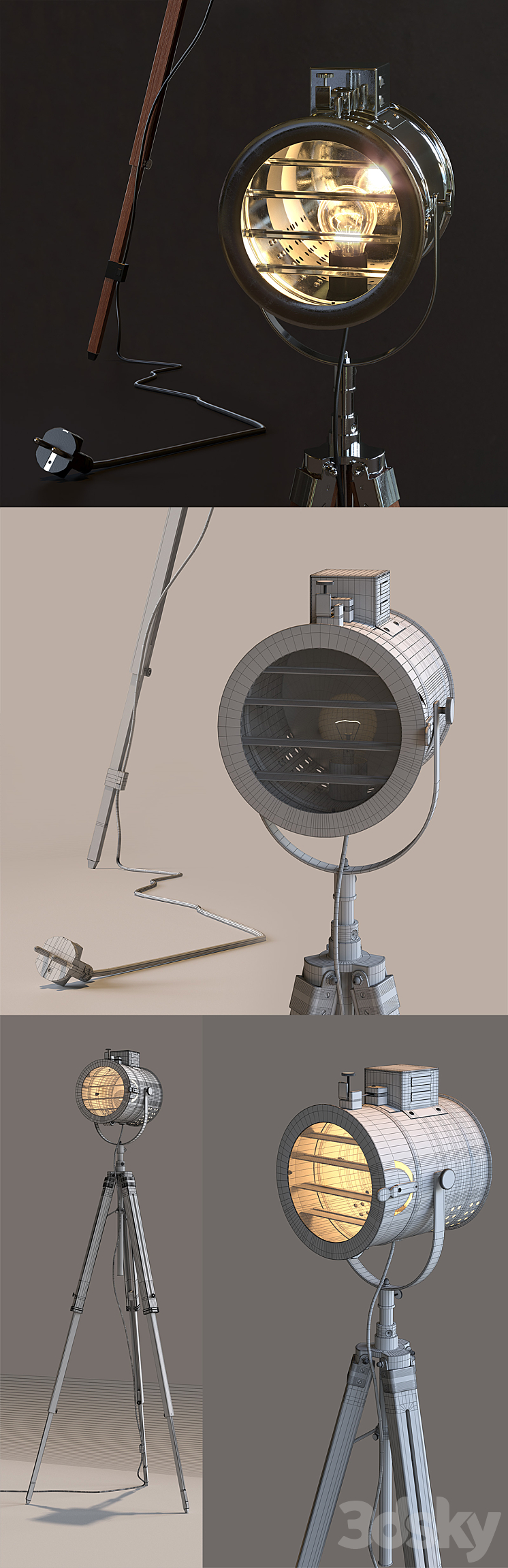 Thor Vintage Stage Searchlight 3DS Max - thumbnail 2