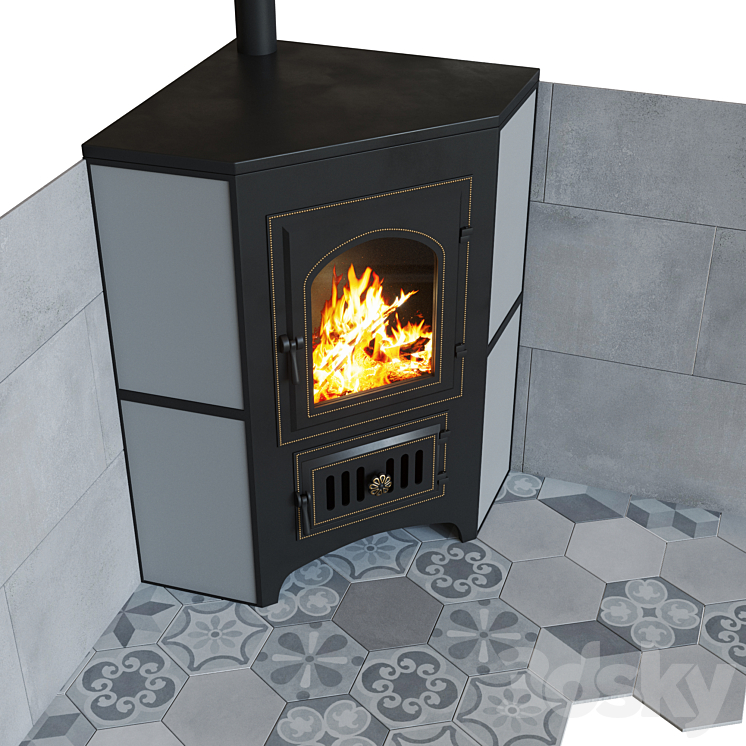 Stove-Fireplace Vesuvius PK-01 Corner 3D Model