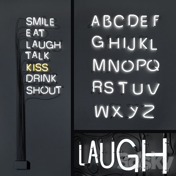 Neon letters (whole alphabet) 3DS Max - thumbnail 1