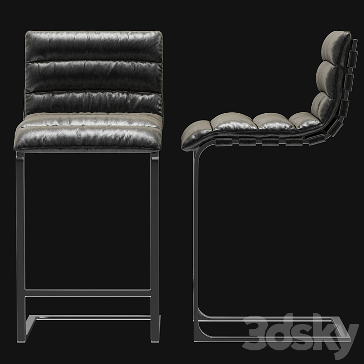 Restoration Hardware Oviedo Leather Stool 3D Model