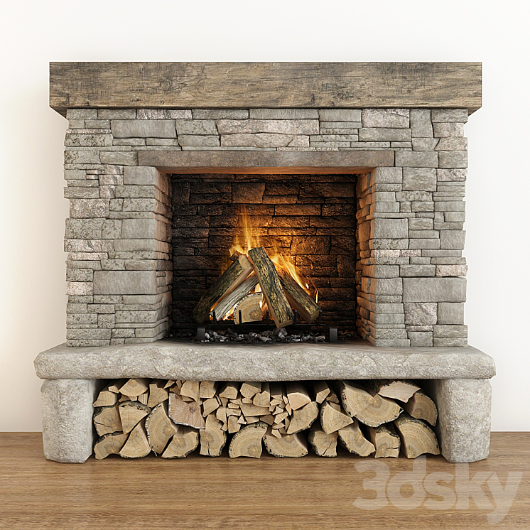 Stone fireplace 3DS Max - thumbnail 1