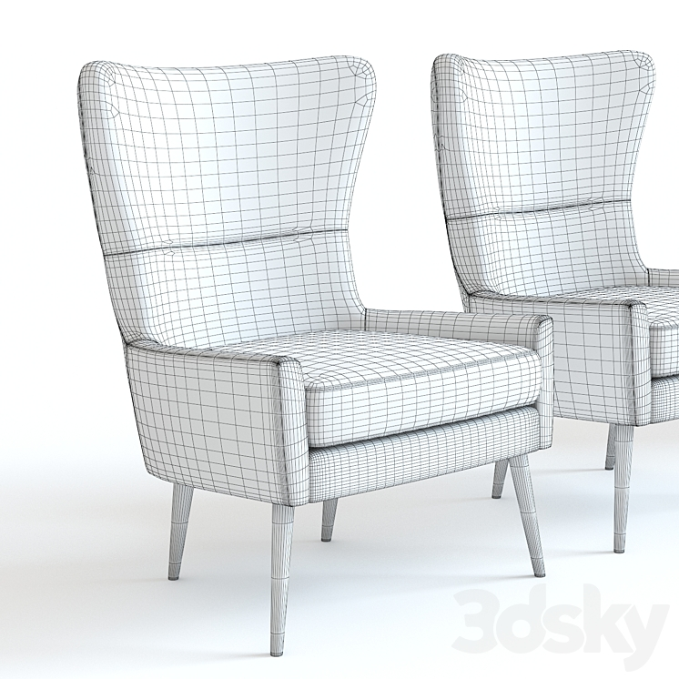 West Elm Erik Wing Chair 3D Model