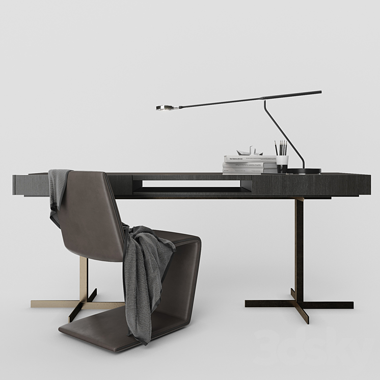 “Minotti Phillips chair and Close “”Writing Desk””” 3DS Max - thumbnail 1