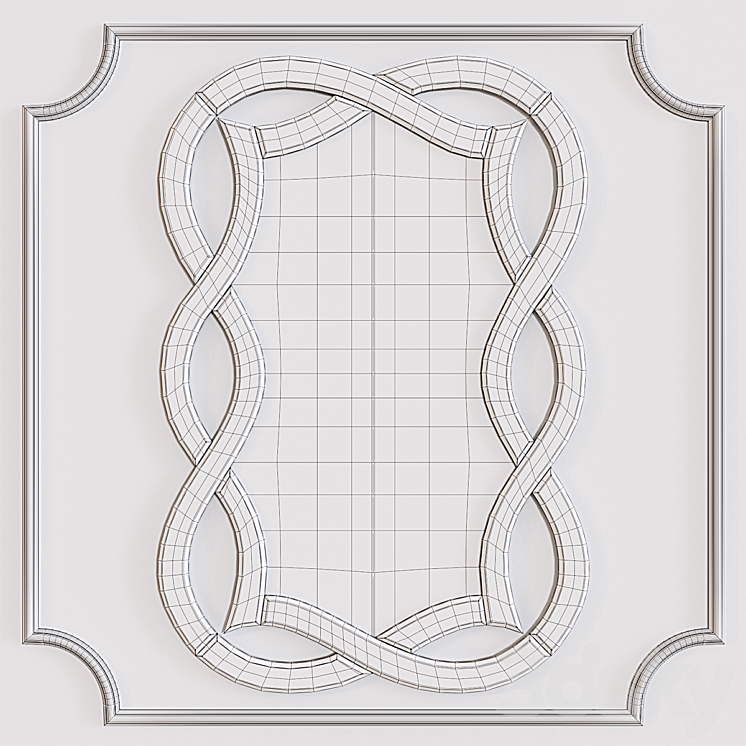Mirror decorative with a figured mirror frame 17-0925 3DS Max - thumbnail 2