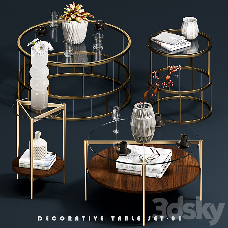 Decorative Coffee Tables Set 01 3DS Max - thumbnail 1