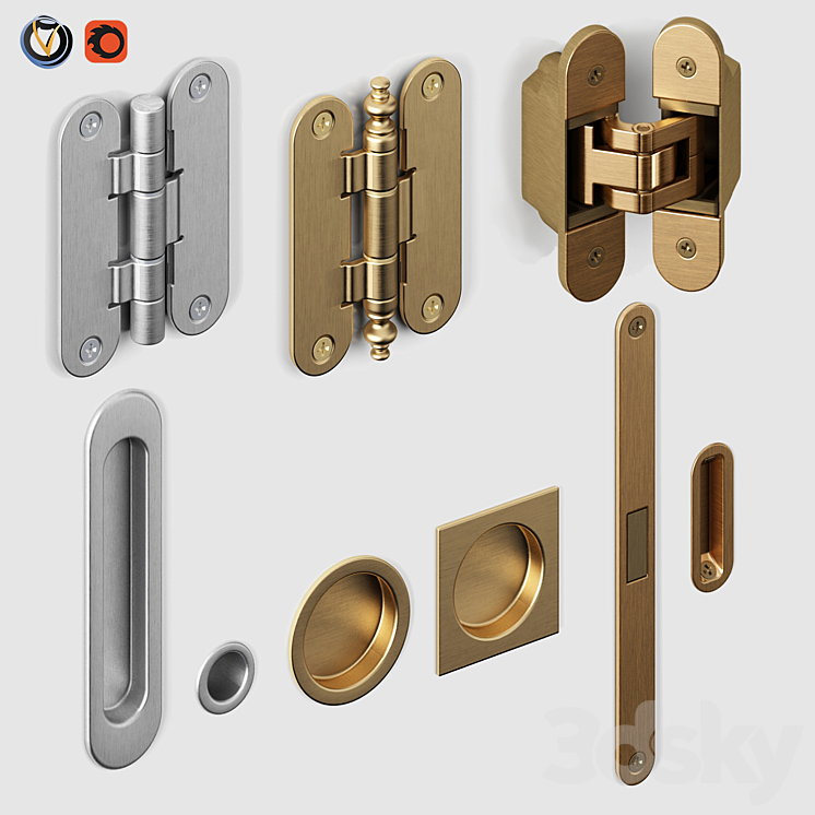 Door fittings Volkhovets from AGB and Simonswerk 3DS Max - thumbnail 1