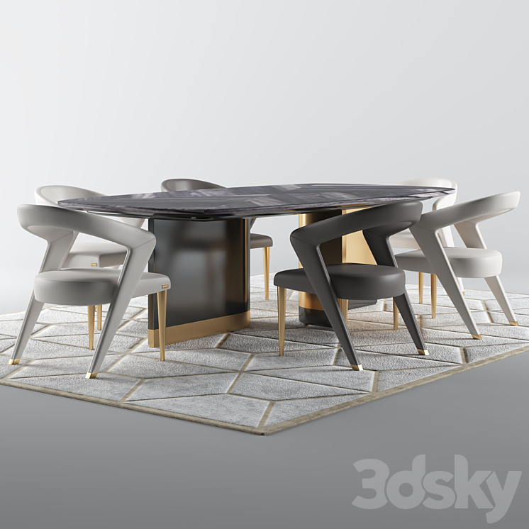 Bizzotto WAVE Chair_IKAT table 3DS Max - thumbnail 1