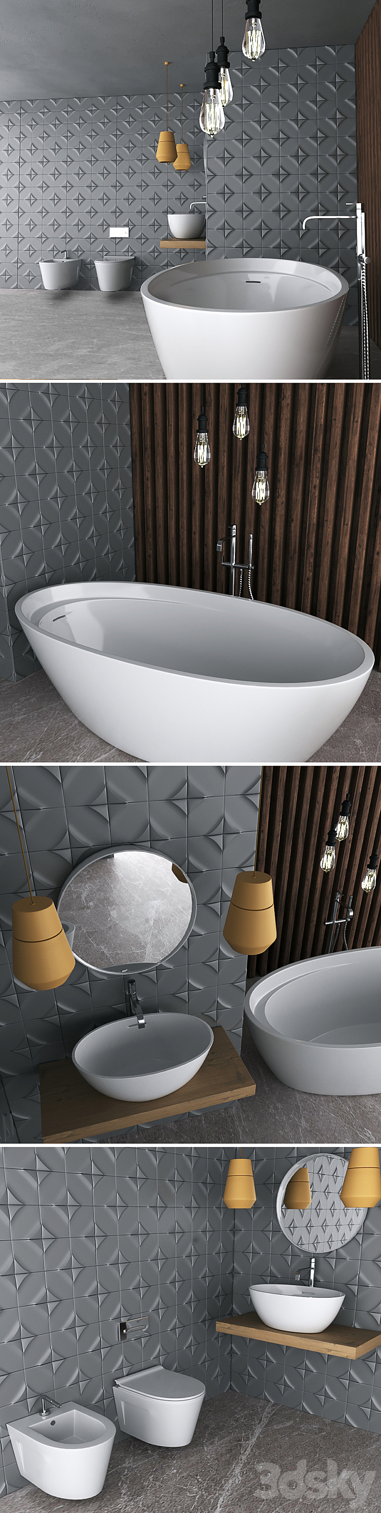 Bathroom Set Wave 3D Model