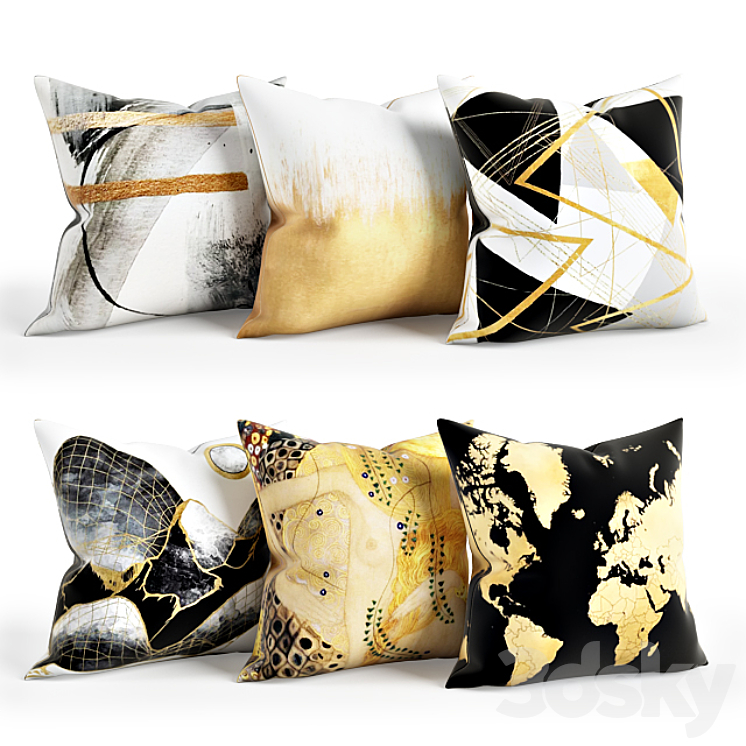 3DS MAX Gold_Pillow_Set_003 3DS Max