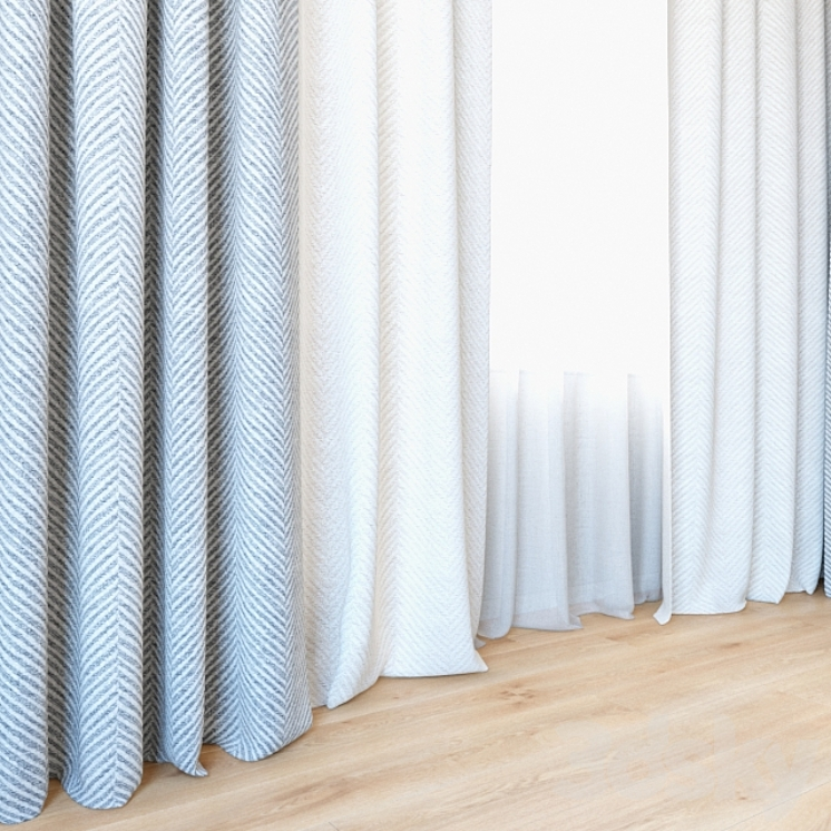 Curtains 32 | Curtains with tulle 3D Model