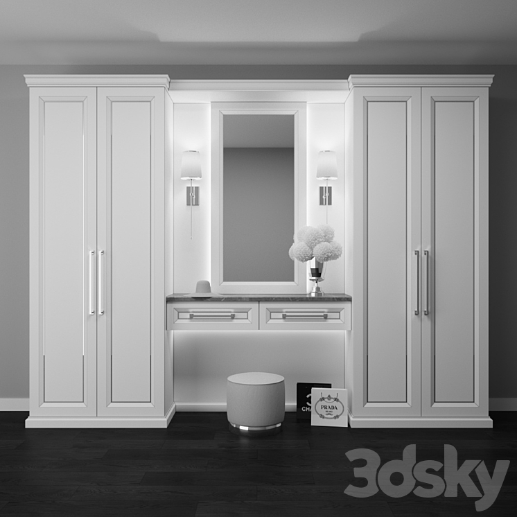 Hall Wardrobe Set 3 3D Model