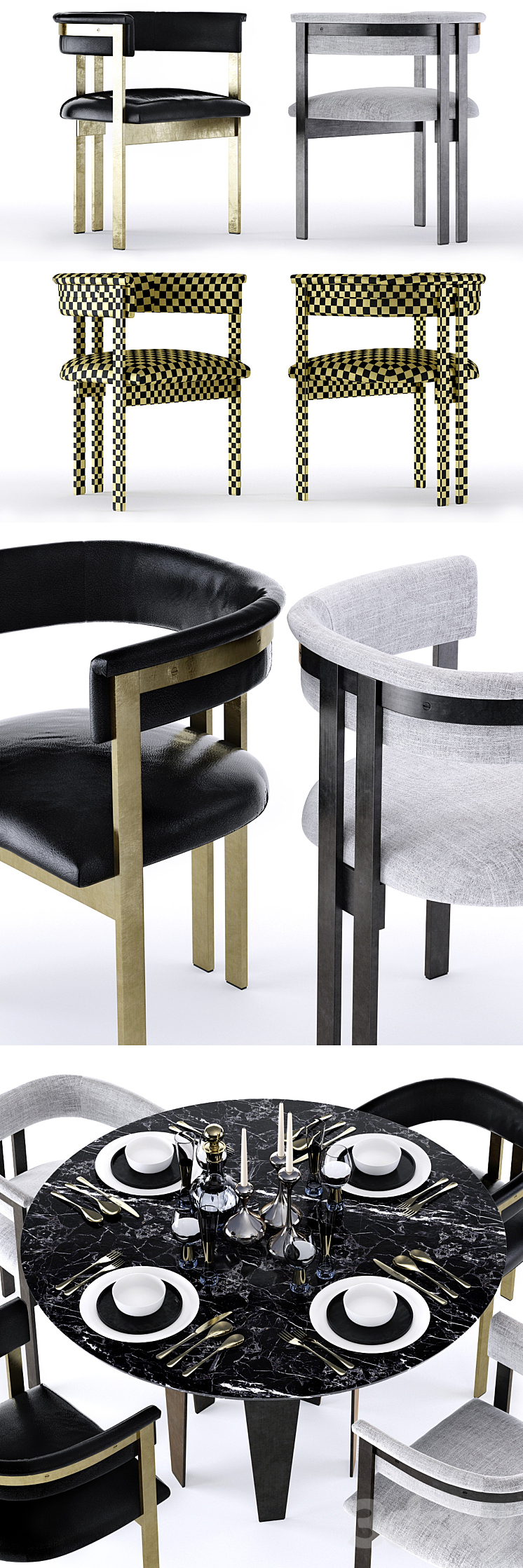 Kelly Wearstler Grafton Table and Elliot Chair 3DS Max - thumbnail 2