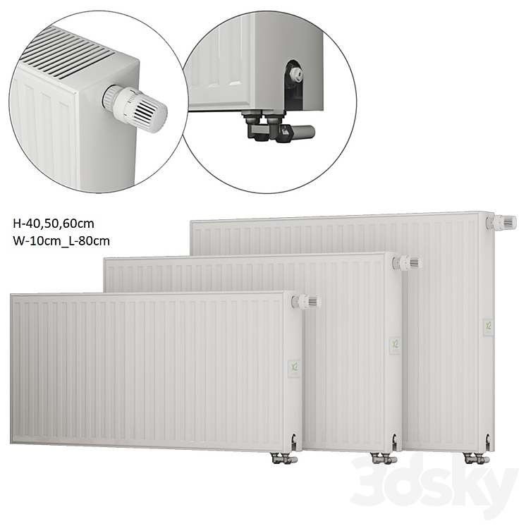 Steel panel radiators Kermi therm-x2 Profil L-80 3DS Max - thumbnail 1