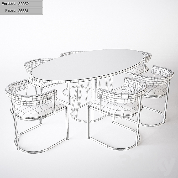 Fitzgerald chair and Aile Rooma Design & Furniture table 3DS Max - thumbnail 2