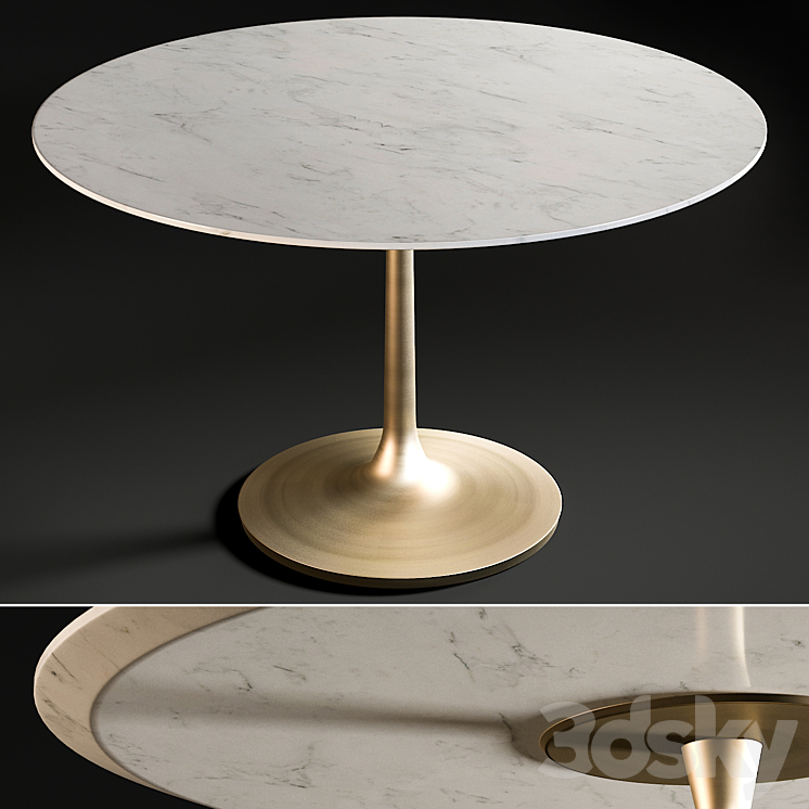 Nero White Marble Dining Table 3DS Max - thumbnail 1