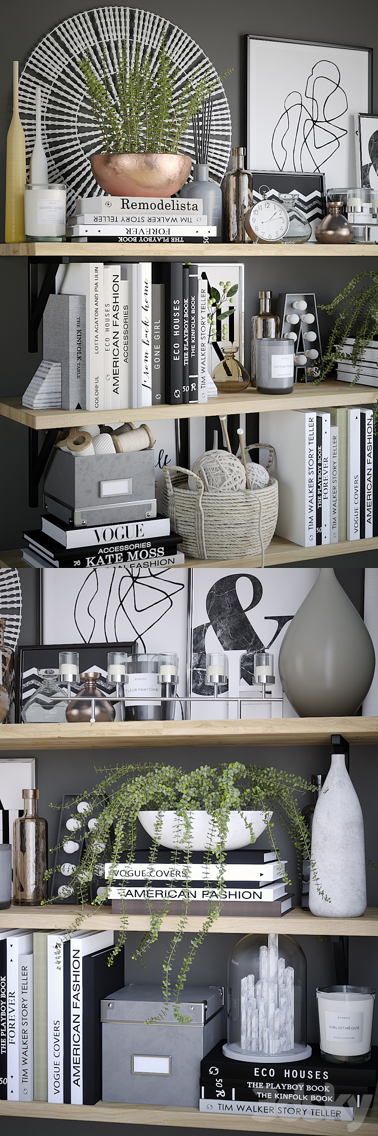 Black and white decor set 6 3D Model