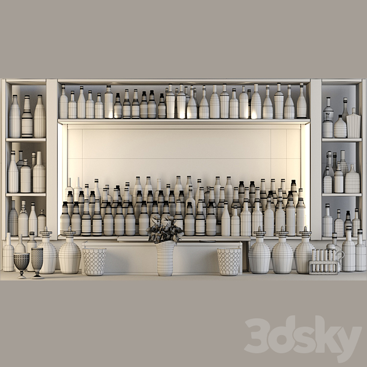 Huge bar with alcohol. Pub 3D Model