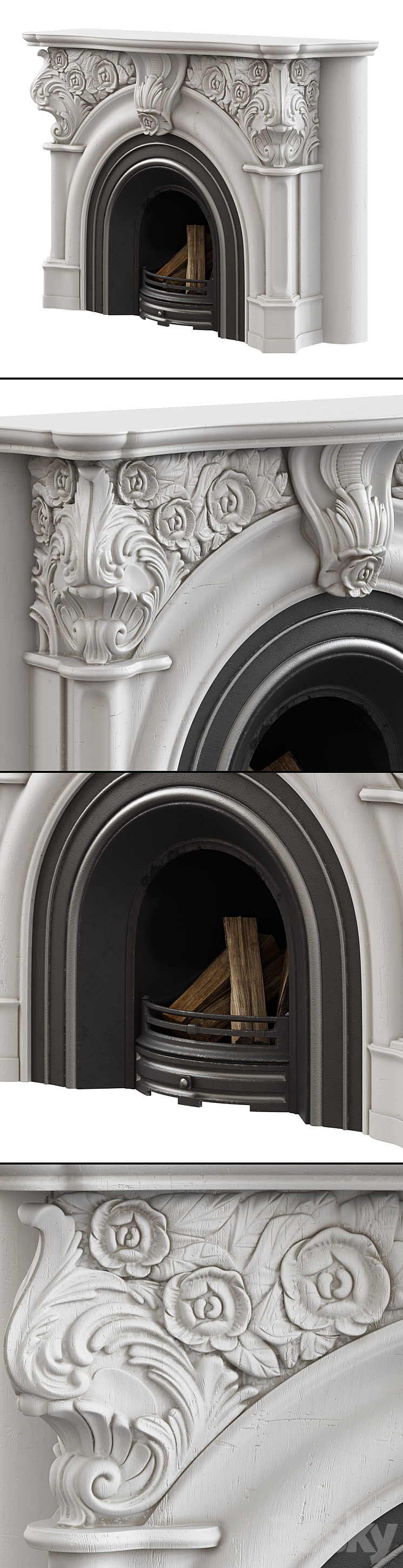 Victorian fireplace 3DS Max Model - thumbnail 2