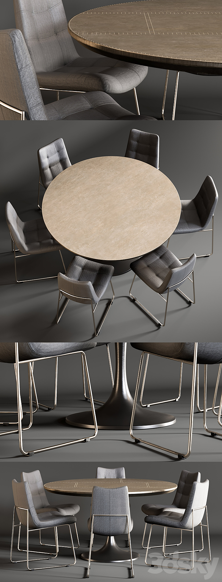 Dining Table Powell Tulip & Chair Alice 3D Model