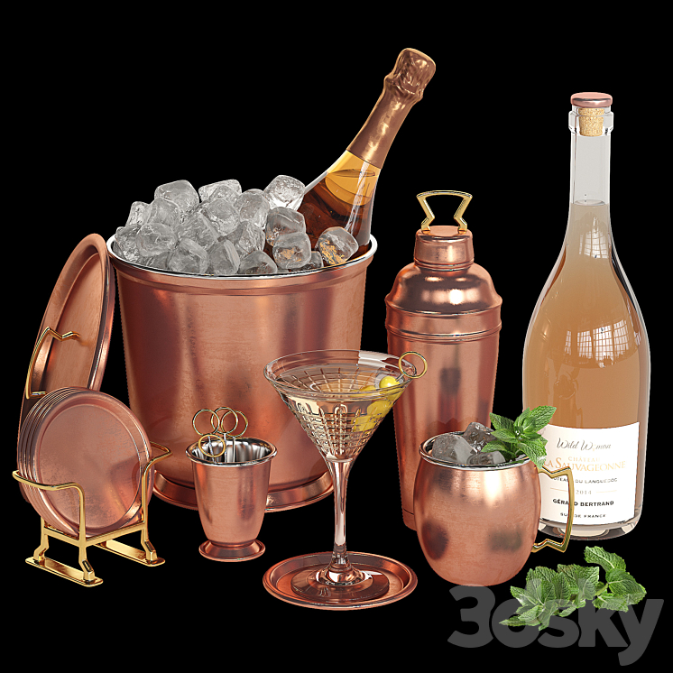 Potterybarn copper bar accessories 3DS Max - thumbnail 1