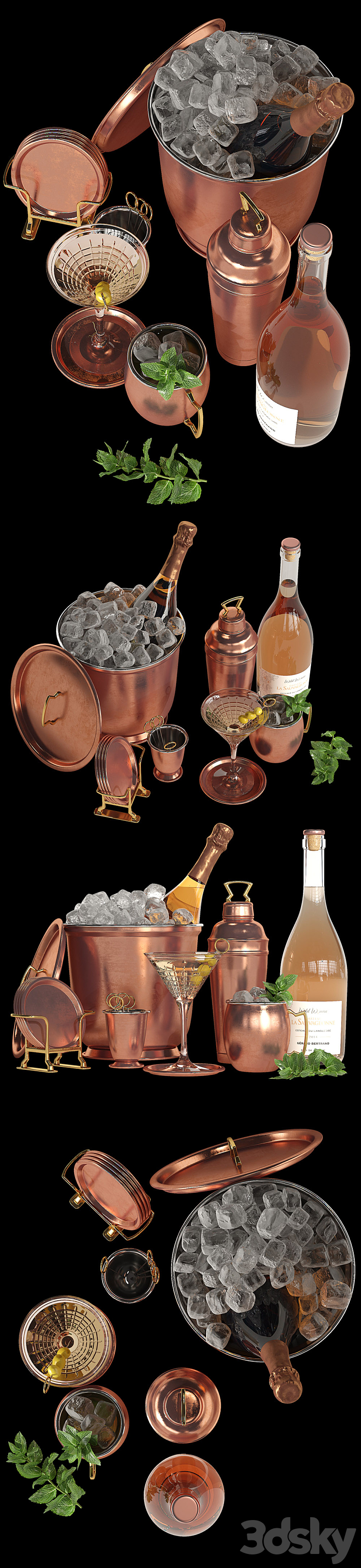 Potterybarn copper bar accessories 3DS Max - thumbnail 2