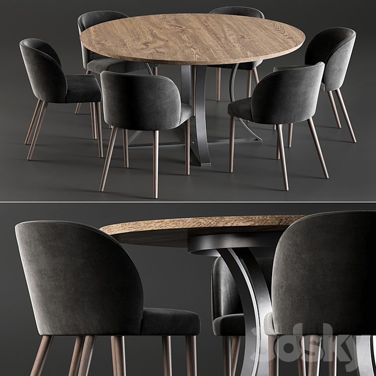 Dining Table Gage And Chair Camilie 3DS Max - thumbnail 1