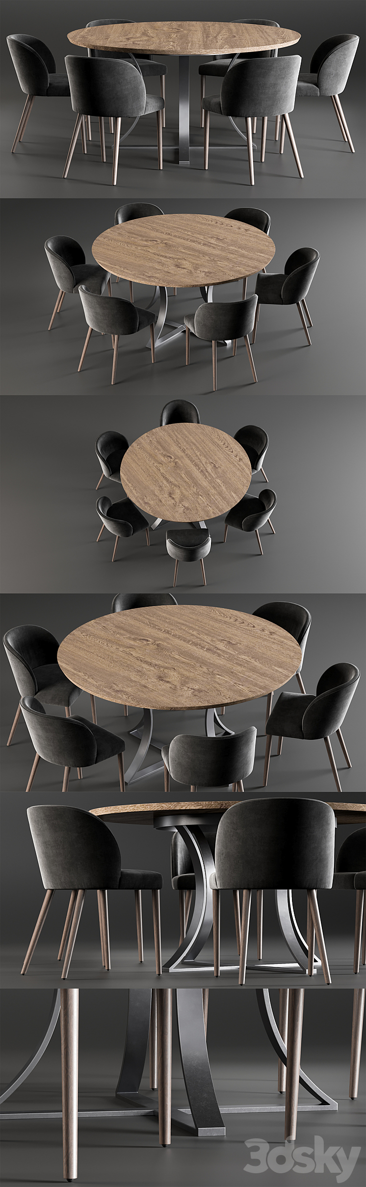 Dining Table Gage And Chair Camilie 3DS Max - thumbnail 2