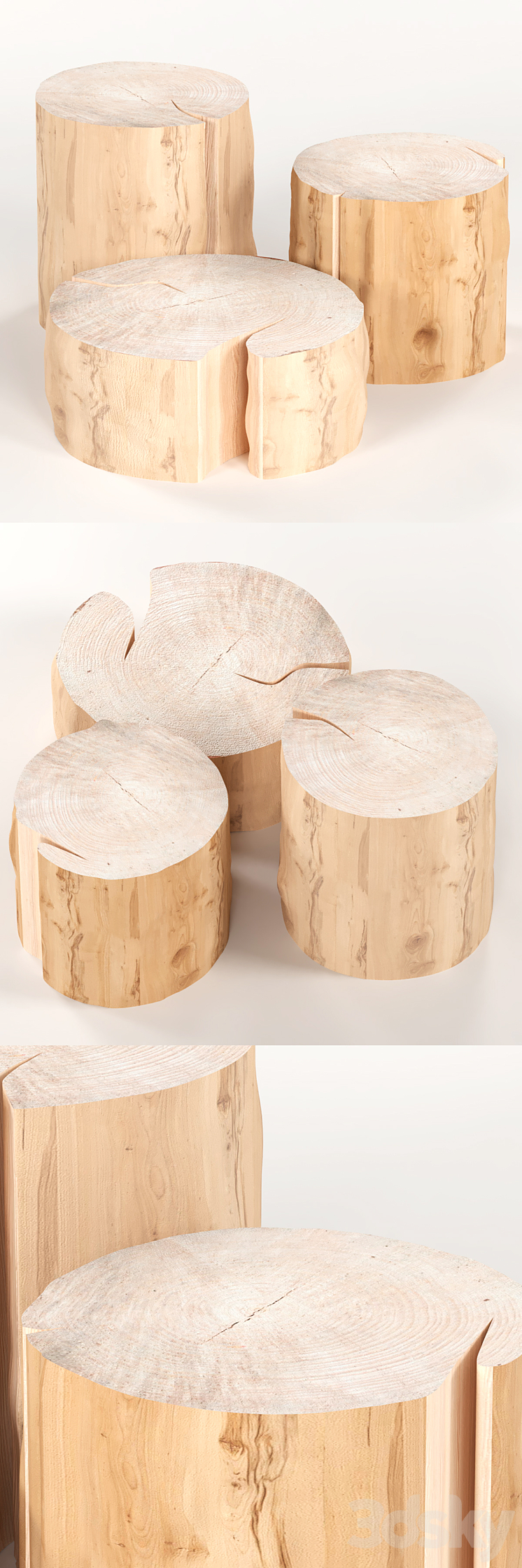 3 coffee table stump. 3D Model