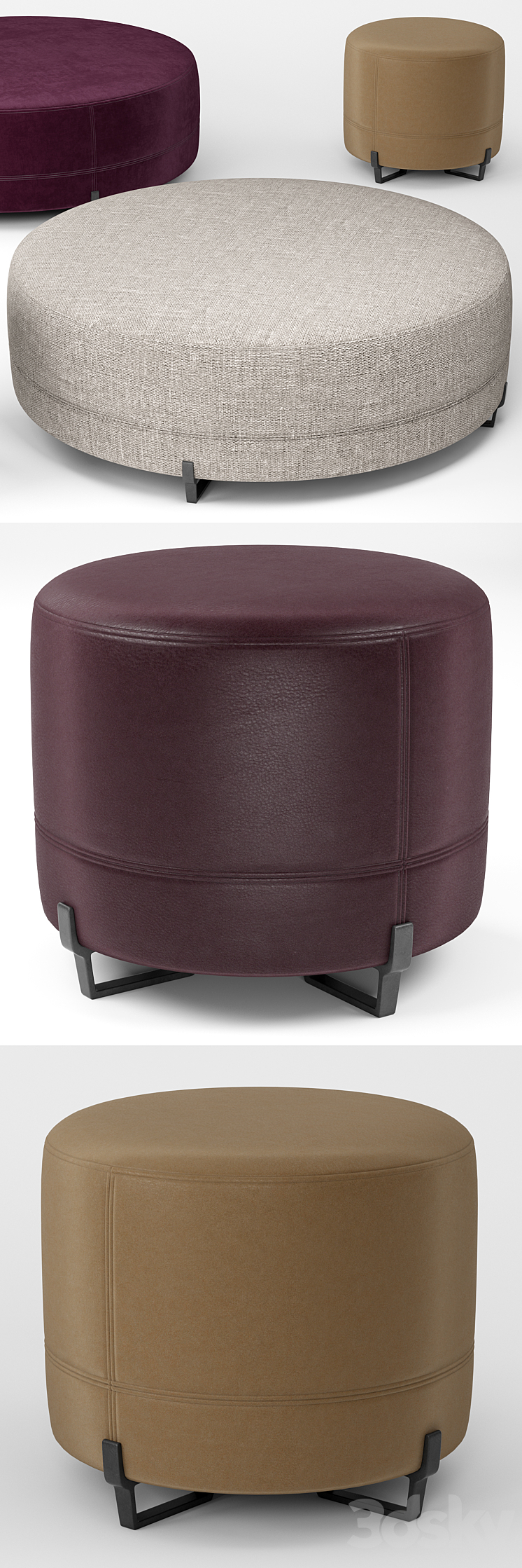 New York round poufs - Poliform 3D Model