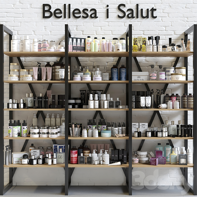 A huge rack with luxury cosmetics for beauty salons and professional cosmetology 3DS Max - thumbnail 1