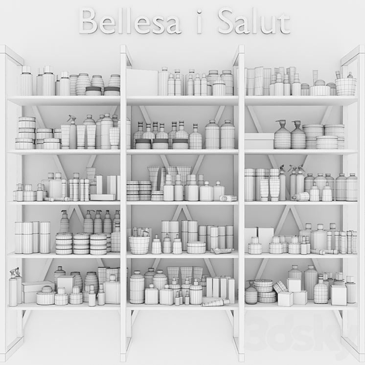 A huge rack with luxury cosmetics for beauty salons and professional cosmetology 3DS Max - thumbnail 2