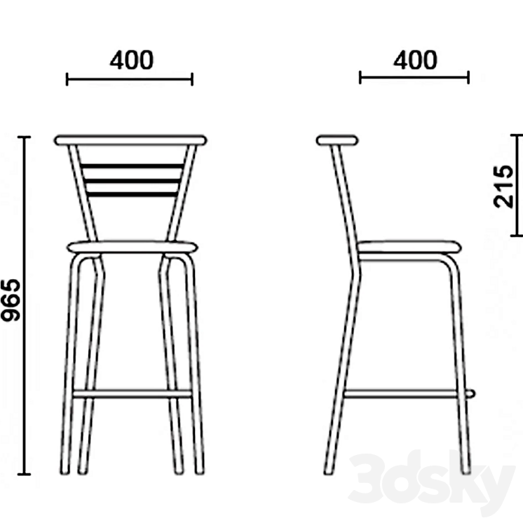 Bar stool Chair 3D model