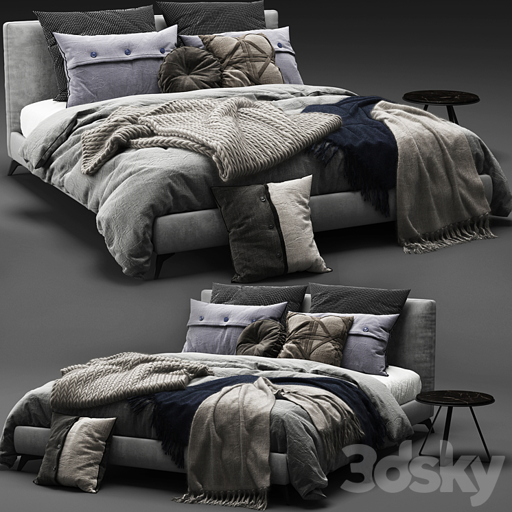 Meridiani Stone Up Bed 3D Model