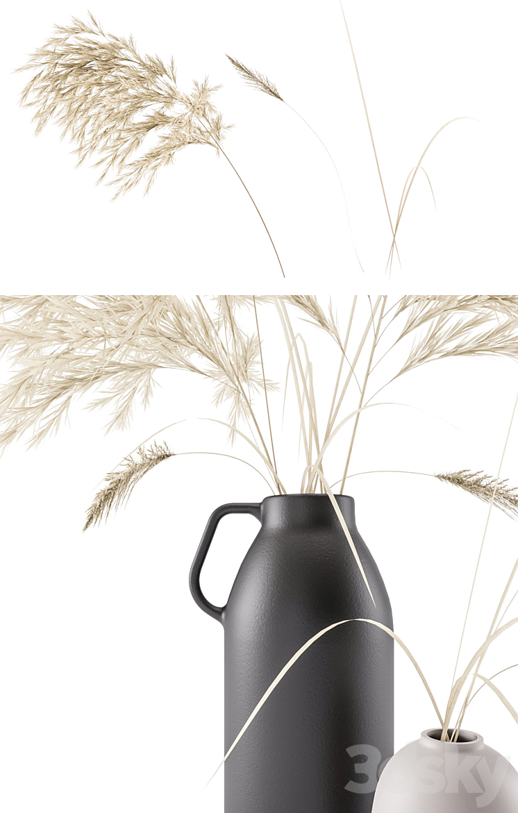 Vases set by H & M with pampas grass 3DS Max - thumbnail 2