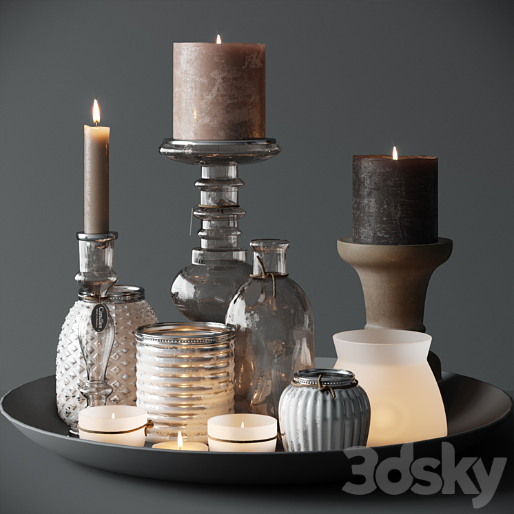 Candles set 3D Model