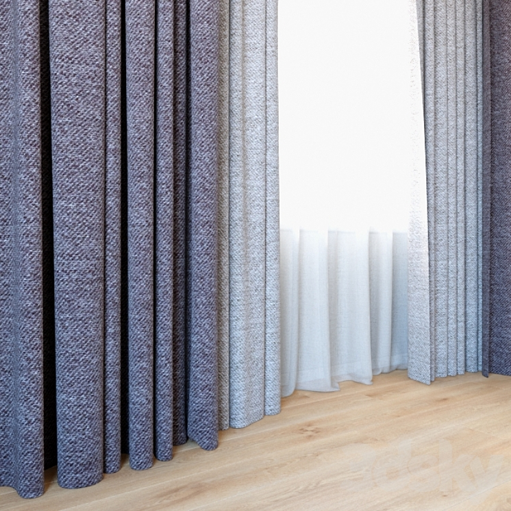 Curtains 60 | Curtains with tulle 3D Model