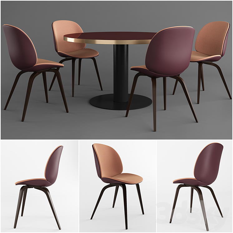 GUBI Beetle Dining Chair & GUBI 2.0 Dining Table 3DS Max - thumbnail 1