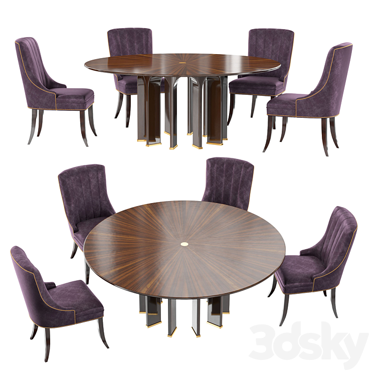 Baker Dining Table & Chair 3DS Max - thumbnail 1