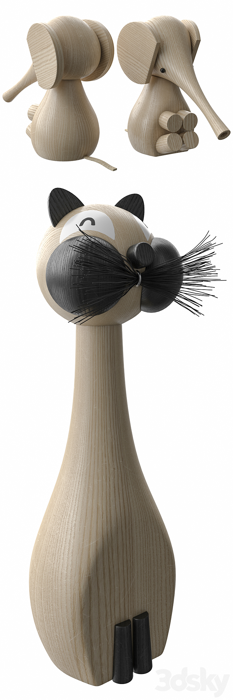 Lucie Kaas Baby Elephant and Siamese Cat 3D Model