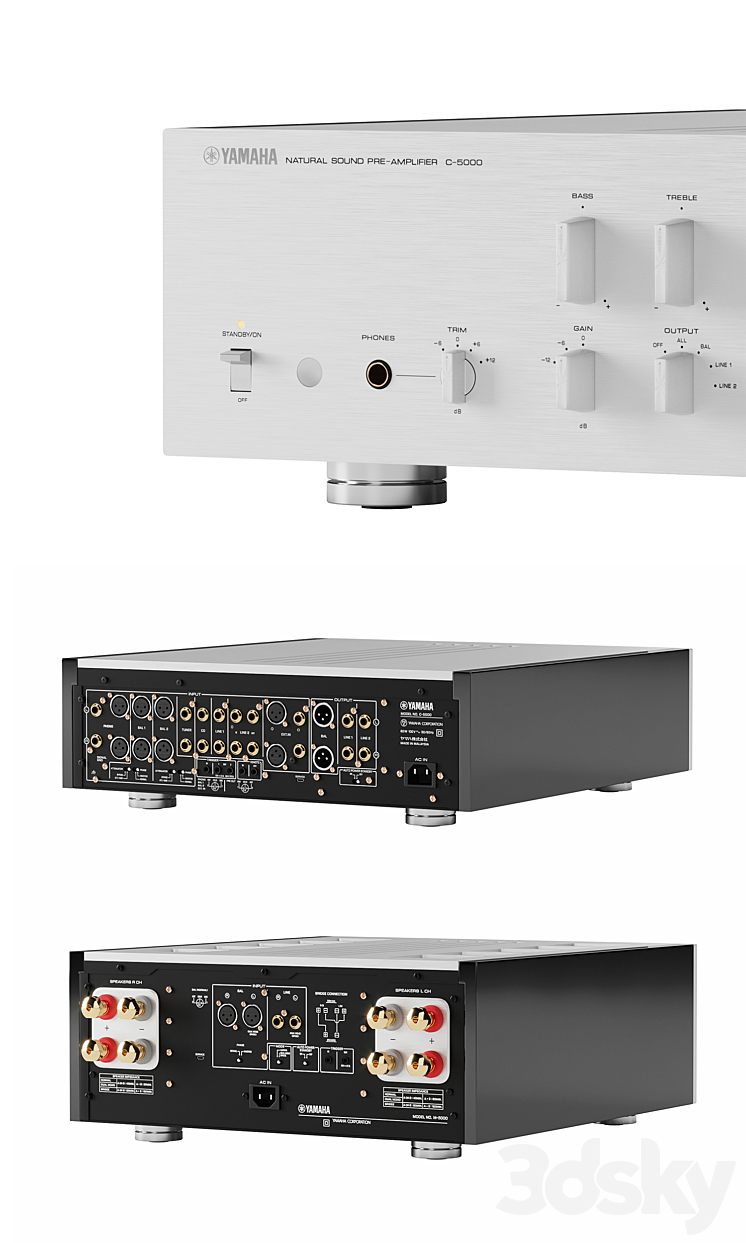 C-5000 and M-5000 by Yamaha 3D Model