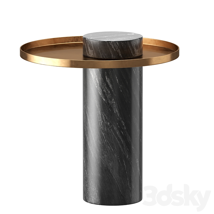 Pillar Side Table in Black Marble & Brushed Gold design by Nuevo 3DS Max - thumbnail 1