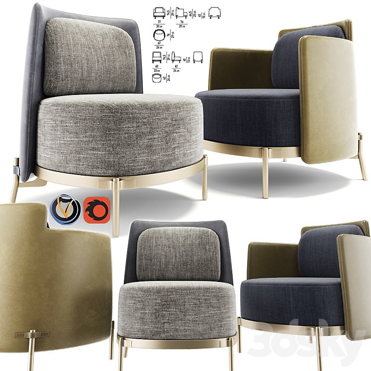 Minotti Tape Armchair Set