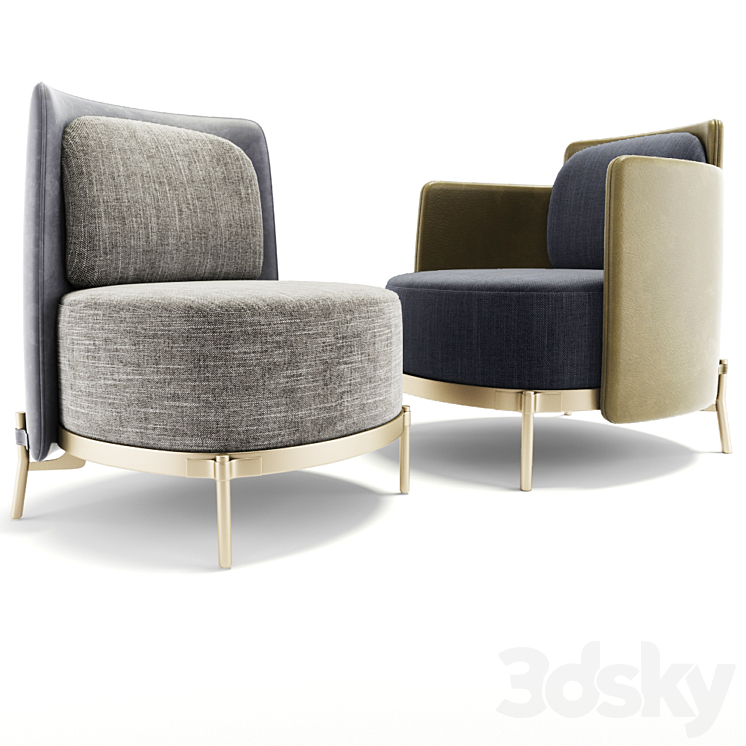 Minotti Tape Armchair Set 3D Model
