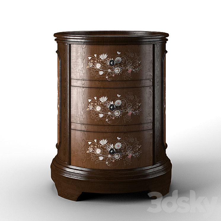 Jabbawy 3 Drawer Hand Painted Oval Tray Chest 3DS Max - thumbnail 1
