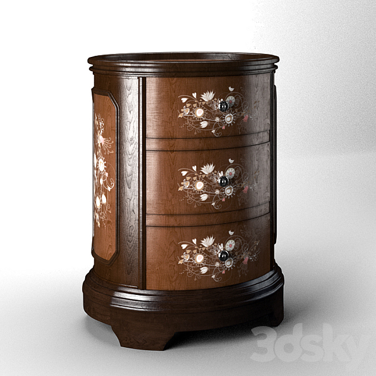 Jabbawy 3 Drawer Hand Painted Oval Tray Chest 3DS Max - thumbnail 2