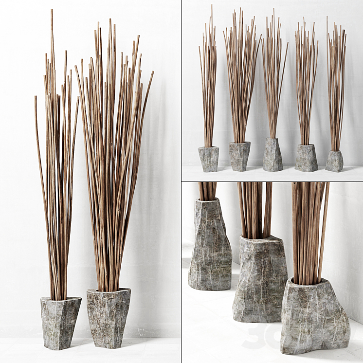 Branches in vase decor \/ Decor of branches in vases 3DS Max - thumbnail 1