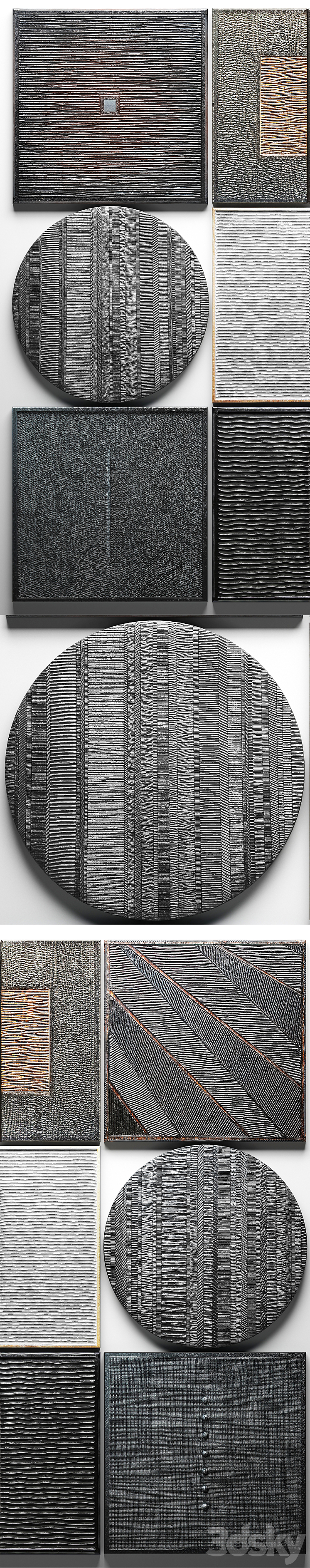 Wood Wall Sculpture wall decor a set of paintings luxury panels loft black painting eco design natural decor wooden interior stylish carving 3D Model