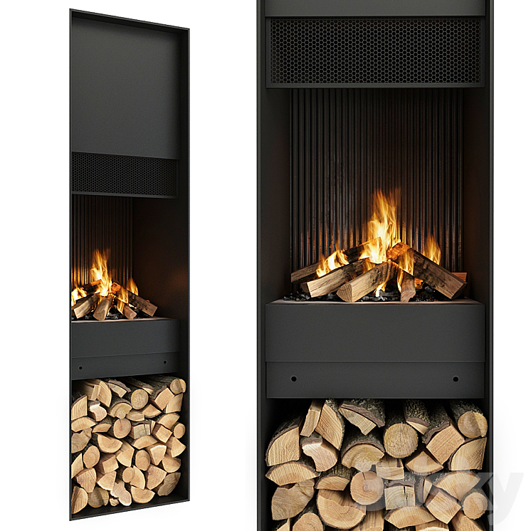 Fireplace and firewood 3D Model