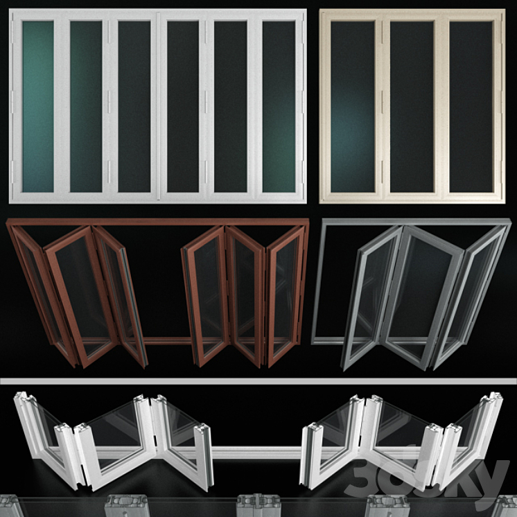 Folding stained Glass Aluminum Doors 3DS Max - thumbnail 1